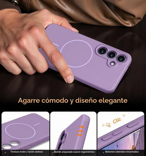 Vista 6 de Rayboen Funda magnética para Galaxy S24+ Plus, morado lila Lila Completo Púrpura