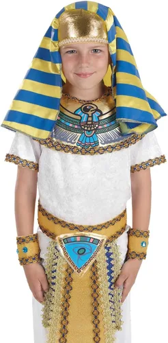 Vista 2 de Fun Shack Disfraz egipcio para niños rey Tut Ra faraón egipcio Anubis Dios momia disfraz de Halloween para niños y niñas talla M L XL