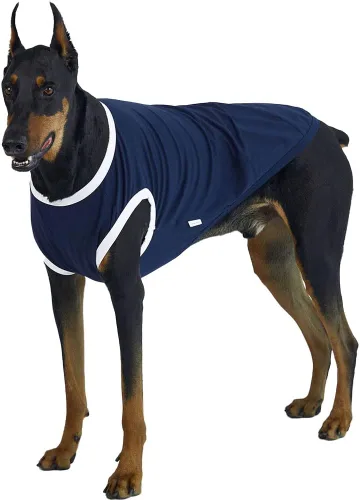 Vista 21 de Camiseta sin mangas para perro, camisas de algodón para perros, camisetas sin mangas, suave, transpirable, fresca para perro, ropa para mascotas