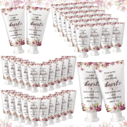 Vista 21 de Paquete de 50 lociones cristianas para manos, regalos a granel para mujeres, regalos para el Día de la Madre, mini loción de mano de viaje
