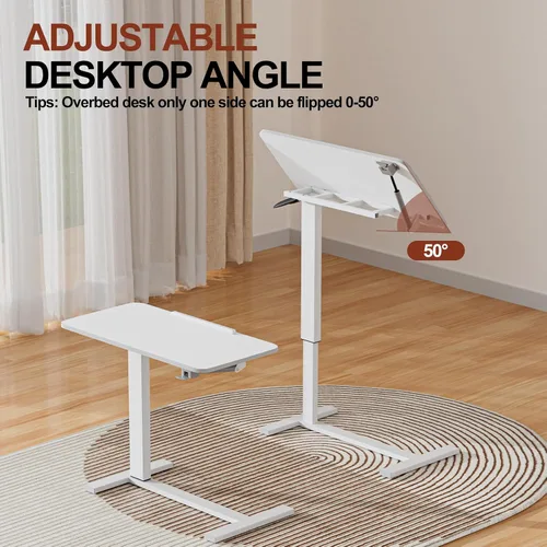 Vista 2 de Escritorio portátil de pie neumático portátil para laptop, carrito rodante de altura ajustable, mesa inclinable de 26 a 37 pulgadas, mesa de trabajo