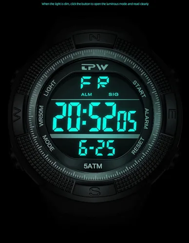 Vista 4 de Reloj digital para hombre reloj deportivo al aire libre cara grande fácil de leer reloj militar impermeable