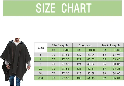 Vista 5 de Kingspinner Steampunk - Poncho gótico con capucha para hombre, ropa cómoda para el hogar, abrigo de casa para hombre, poncho de lana de alpaca