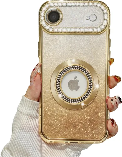 Vista 33 de Losin Funda magnética compatible con iPhone 15 Pro Max con purpurina compatible con MagSafe Funda de lujo con diamantes de imitación con logotipo