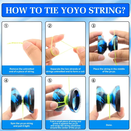 Vista 7 de YOYOSTUDIO X0312 Yoyo Profesional de Trucos Responsivo para Niños de 8-12 o Más, Yoyo de Girar con Dedo de Metal para Adultos con Kit de Rodamientos