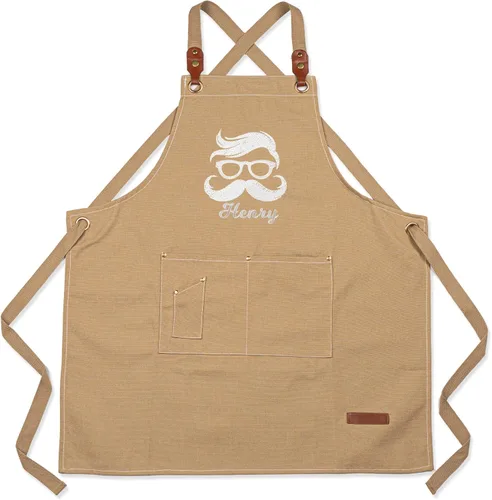 Vista 11 de MT WORLD Delantal de lona para hombre, delantales de cocina personalizados para hombres, delantal de cocina bordado, delantal de chef