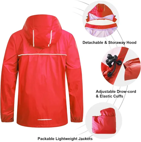 Vista 4 de BALEAF Chaqueta impermeable para hombre con capucha ligera de secado rápido para tormentas de lluvia