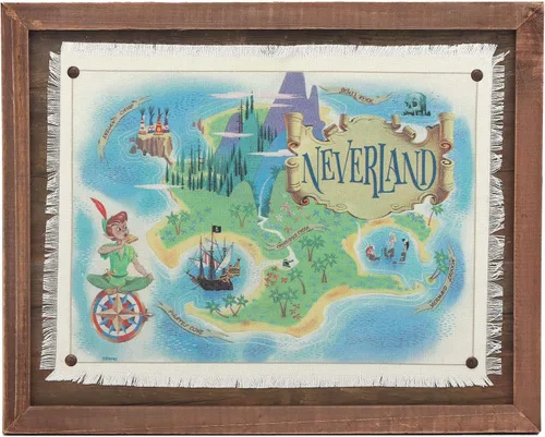 Vista 14 de Disney Peter Pan - Decoración de pared de madera enmarcada con libro dorado – Ilustración de libro de cuentos, arte de pared de Peter Pan