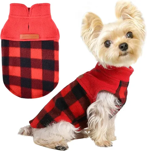 Vista 5 de Suéteres de forro polar para perros pequeños, niña y niño, suéter cálido y suave para mascotas, ropa festiva para gatos y perros, suéter