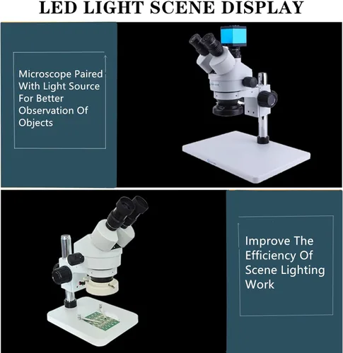 Vista 8 de TreochtFUN - Iluminador ajustable con anillo de luz LED para microscopio 144 Microscope Light Source for Lab Stereo ,with Industry Power Adapter
