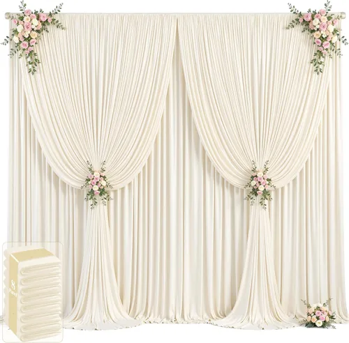 Vista 32 de 20 pies x 12 pies Cortinas de Telón de Fondo Azul Bebé Sin Arrugas para Bodas y Fiestas, Telón de Fondo de Tela Azul, Cortinas para Bodas