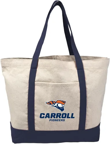 Vista 384 de Campus Lab Bolsa de lona con logotipo primario colegiado con bolsillo externo, bolsa de hombro reutilizable para ir de compras, playa Águilas A&m