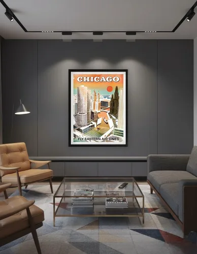 Vista 7 de Chicago USA - Marina City Chicago River - Fly Eastern Airlines - Vintage Airline Travel Poster c.1960s - Master Art Print (Unframed) 6in x 9in
