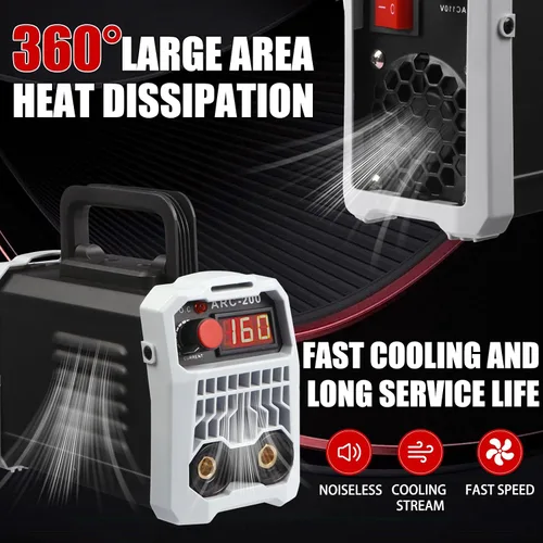 Vista 5 de Soldador de palo ARC200 110V, mini máquina de soldadura eléctrica portátil, soldador inversor IGBT con protección de seguridad y control