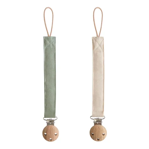 Vista 11 de mushie Linen - Soporte para chupete de bebé (rubor/crema) Tela de lino suave, clip sin BPA, paquete de 2, ajuste universal