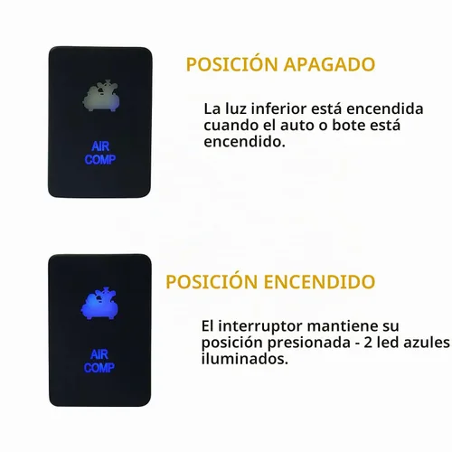 Vista 3 de Interruptor de botón de LED azul AIR COMP para Toyota Sequoia Highlander Landcruiser Tacoma 4Runner Highlander 3 amperios 12 V Botón de encendido