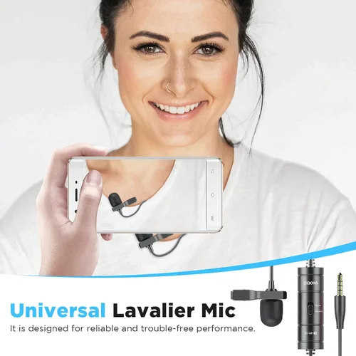 Vista 3 de BOYA BY-M1S Micrófono de solapa Lavalier profesional Micrófono de condensador omnidireccional para iPhone Android Smartphone Cámara DSLR