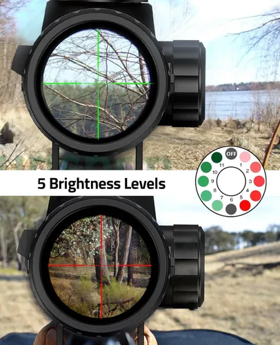 Vista 2 de CVLIFE Alcance del rifle 3-9x40, visor óptico iluminado rojo y verde, alcance del tubo de 1 pulgada para la caza con los soportes