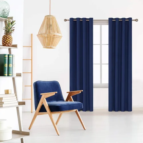 Vista 123 de Deconovo Cortinas opacas 100% con forro negro, cortinas con ojales aisladas térmicamente que reducen el ruido, doble capa para oscurecer