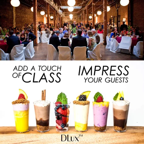 Vista 5 de DLux 100 x 3 oz Mini tazas de postre, tirador - taza de aperitivo de plástico transparente parfait - pequeño vaso reutilizable tirador