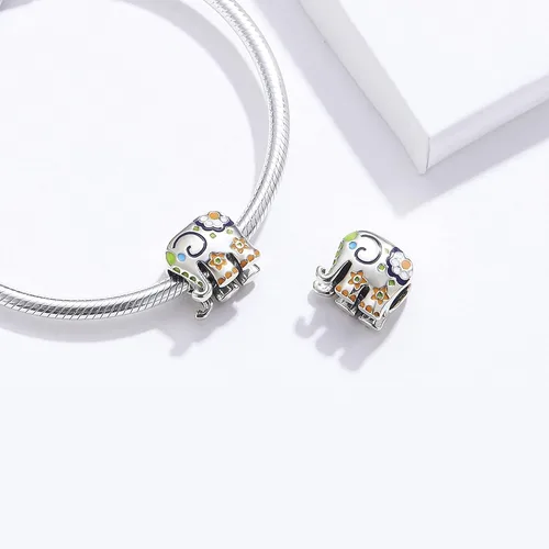 Vista 2 de WOSTU Dije de plata de ley 925 con diseño de elefante, gato y mariposa, joyería para mujeres y niñas, pulsera con dije colgante, regalo