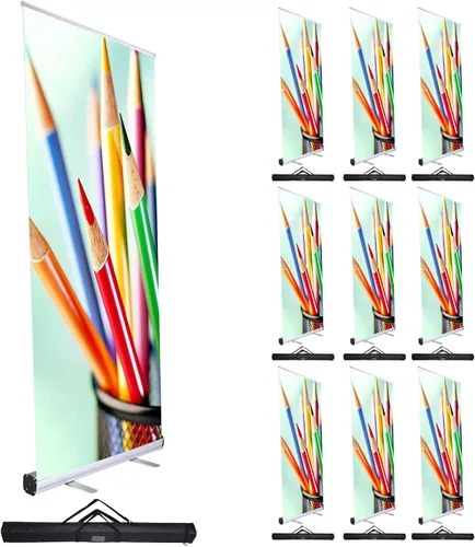 Vista 11 de Instahibit 33"x79" retráctil enrollable para arriba Banner Stand Pop Up Banner Feria comercial