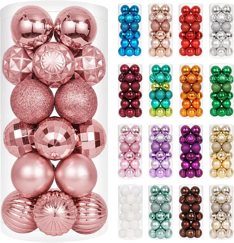 Vista 77 de XmasExp Juego de 24 mini esferas de Navidad inastillables para bolas de árbol de Navidad, 1.18 pulgadas (negro)