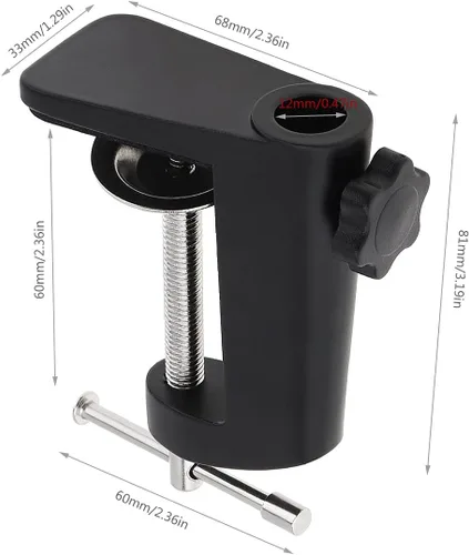 Vista 2 de RTNLIT Abrazadera universal de montaje de mesa en forma de C para micrófono, brazo de tijera, soporte de brazo de tijera con tornillo