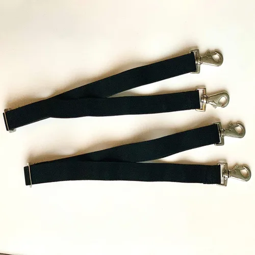 Vista 4 de Majestic Ally Paquete de 2 mantas de caballo de longitud ajustable, correa elástica de repuesto para piernas con broches giratorios dobles (negro)