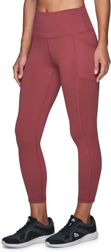Vista 5 de RBX Leggings activos de cintura alta a prueba de sentadillas hasta el tobillo para mujer, leggings de yoga 7/8 con bolsillos 7/8 rojo polvoriento