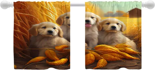 Vista 25 de Shrahala Abstract Colorful Blackout Curtain Tiers, Modern Ative Kitchen Valance Light Blocking Tier Drapes with Rod Pocket, 2 Pack 26 X 24 in
