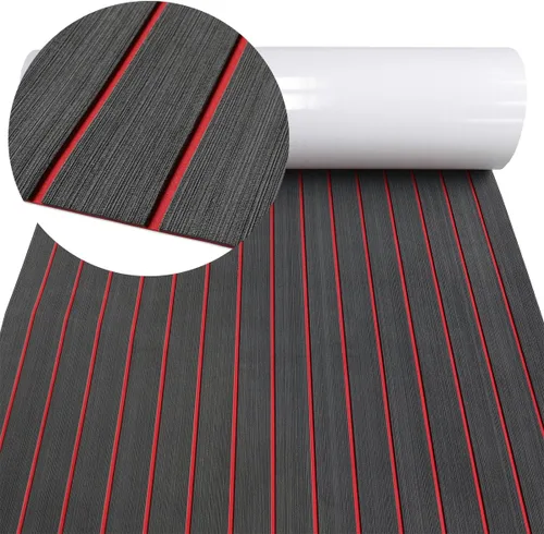 Vista 10 de Alfombra de espuma EVA para cubierta de 94 x 45/35/16 de teca sintética, antideslizante, autoadhesiva, tapete de espuma para lanchas de motor