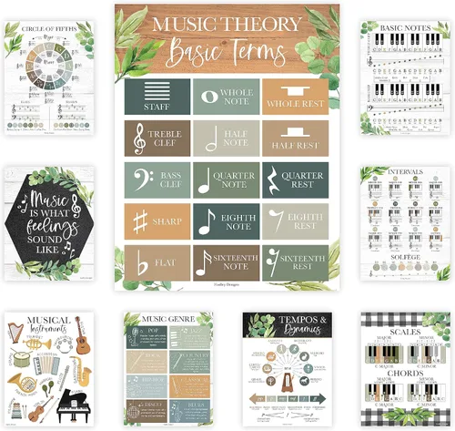 Vista 9 de Hadley Designs Decoración de aula de música, 9 pósteres de aula de música, pósteres de primaria, coro y solfeo, letreros de mano de solfeo e