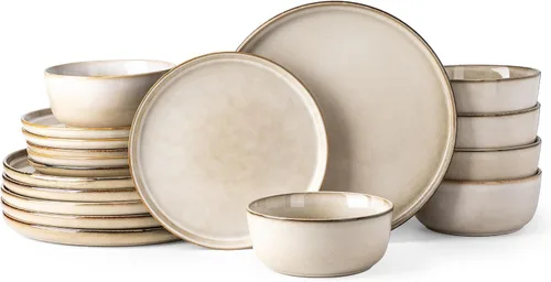 Vista 42 de GBHOME Juego de vajilla de cerámica para 4, 12 piezas, platos y cuencos de cerámica, platos resistentes a los arañazos, aptos para lavavajillas