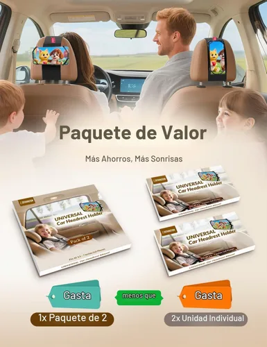 Vista 9 de Soporte de silicona para teléfono de automóvil, soporte ajustable para reposacabezas de teléfono compatible con iPhone 17, 16, 15, 14 Pro Max