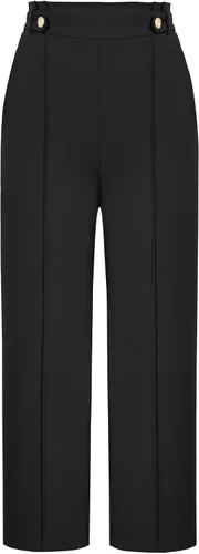 Vista 8 de GRACE KARIN Pantalones de trabajo recortados de pierna recta para mujer, cintura alta elástica, pierna ancha, pantalones casuales de negocios
