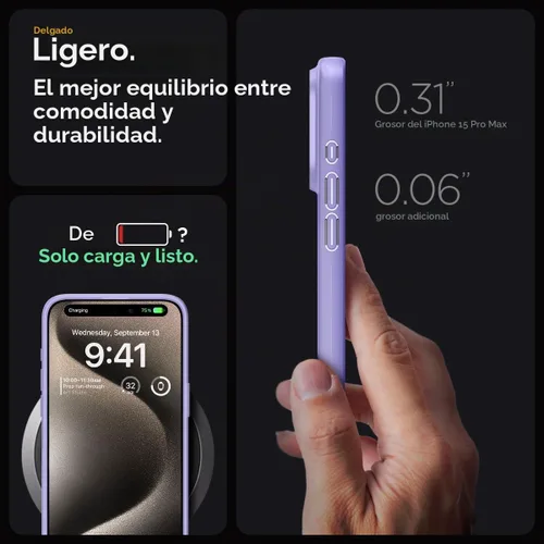 Vista 6 de Spigen Funda delgada diseñada para iPhone 15 Pro Max (2023) [carcasa dura] [protección de grado militar] - morado iris