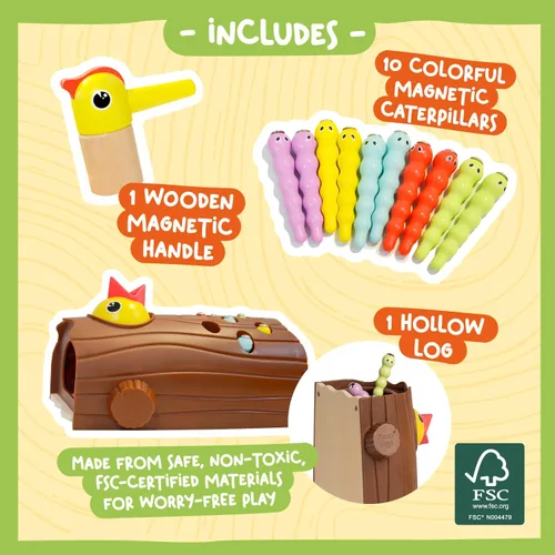 Vista 6 de Nene Toys Little Woodpecker - Juguete magnético Montessori para niños de 2 a 4 años - Juguete educativo para niños de 2 a 3 años - Juego