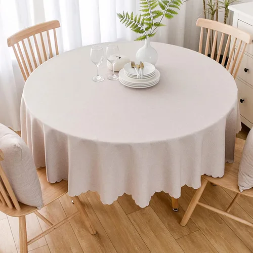 Vista 4 de Jeloris Mantel redondo impermeable a prueba de derrames, resistente a las manchas, sin arrugas, lavable, mantel decorativo de tela para cocina, Beige