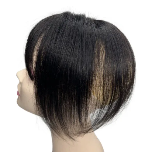 Vista 6 de Anemone Flequillo de cabello humano con clip para mujer, base de encaje de seda 3D, extensión de cabello natural falso para retroceder la línea