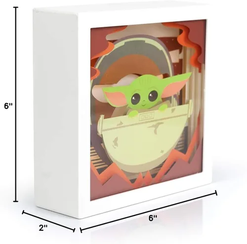 Vista 7 de Star Wars The Mandalorian, The Child - Mini caja de luz de sombra 3D 6 x 6 pulgadas