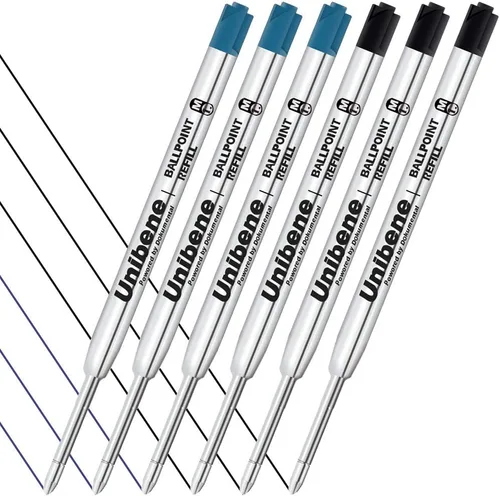 Vista 6 de Unibene Parker - Paquete de 12 repuestos compatibles con bolígrafo, punta media de 0.039 pulgadas, 6 negros y 6 azules, tinta alemana reemplazable