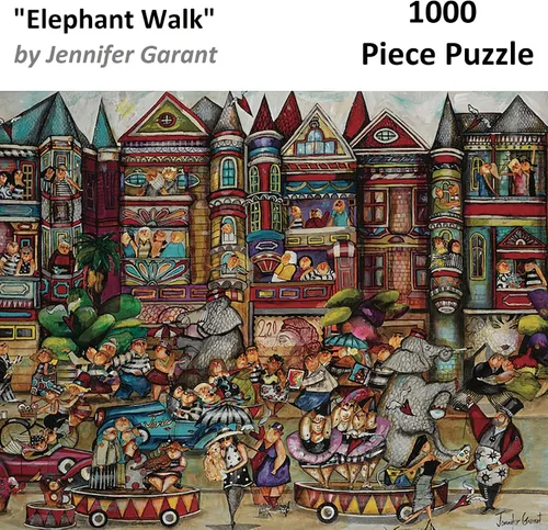 Vista 2 de Elephant Walk by Jennifer Garant, rompecabezas de 1000 piezas, 24 x 30 pulgadas, multicolor