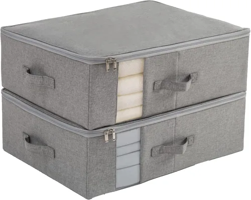 Vista 14 de Almacenamiento debajo de la cama con ventana transparente/tela resistente 600D, bolsas de almacenamiento debajo de la cama para ropa, ropa, manta