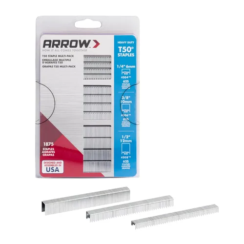 Vista 14 de Arrow 508 Heavy Duty T50 Longitud de pierna de 1/2 pulgada, corona de 3/8 pulgadas, grapas para tapicería, construcción, muebles, manualidades, 1250