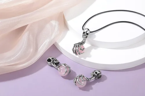 Vista 3 de Jovivi Collar con colgante de bola de cristal envuelto para hombres y mujeres, piedras preciosas naturales, amuleto curativo, collar de cuarzo