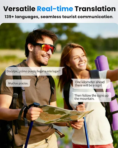 Vista 5 de Lentes inteligentes AI con cámara 4K, gafas de grabación de video con estabilización EIS y OIS, gafas de sol polarizadas, asistente de voz ChatGPT