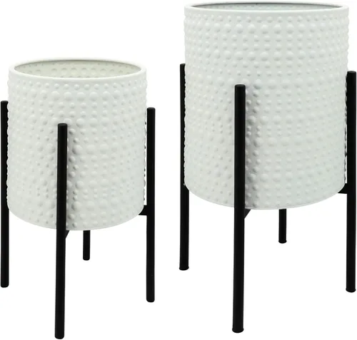Vista 9 de Macetas decorativas con soporte de metal para decoración del hogar, macetas modernas para decoración de pasillo, entrada y sala de estar, macetas