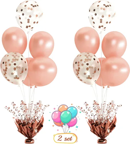 Vista 29 de 2 Juego de Globos de Mesa Negros con Spray de Aluminio para Centro de Mesa con Globos Negros y de Confeti, Kit de Soporte para Decoración de Mesa