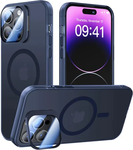 Vista 10 de Meifigno Window Mag Series - Funda diseñada para iPhone 15 Pro, soporte de cámara integrado y compatible con MagSafe, parte trasera mate translúcida